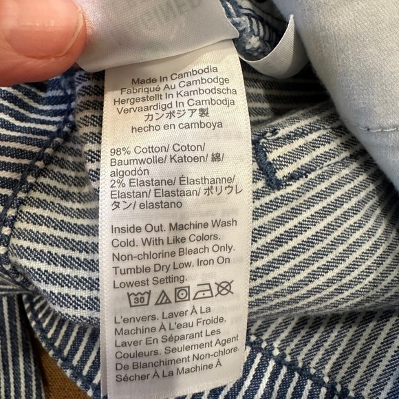 J. Crew Women's Size 28 High Rise Crop Flare Jeans Piper Stripe Blue White Denim - Picture 7 of 8